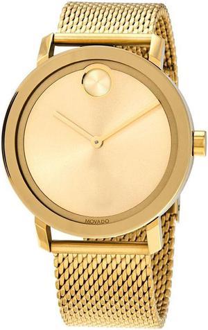 Movado Bold Mens Gold Plated Stainless Steel Swiss Quartz Watch 3600560