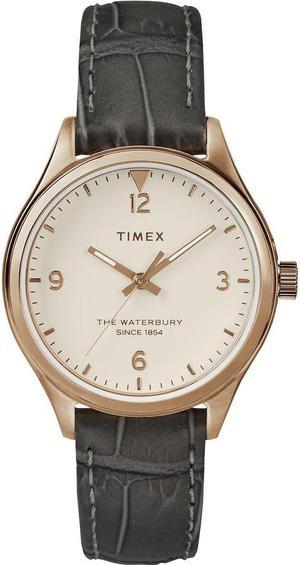 Timex The Waterbury Rose Gold-Tone Leather Ladies Watch TW2R69600VQ