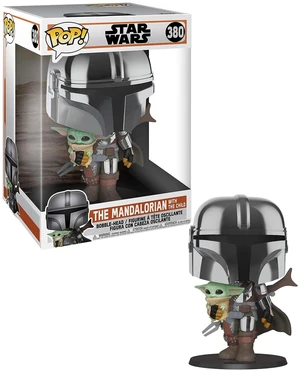 Funko POP! STAR WARS: Mandalorian - Chrome Mandalorian w/ Child 10 Inch - 49931 Funko POP! STAR WARS: Mandalorian - Chrome Mandalorian w/ Child 10 Inch - 49931