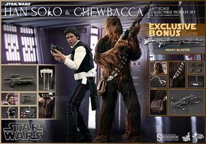 Star Wars Han Solo and Chewbacca Movie Masterpiece Series 1:6 Scale Figure Set By Hot Toys