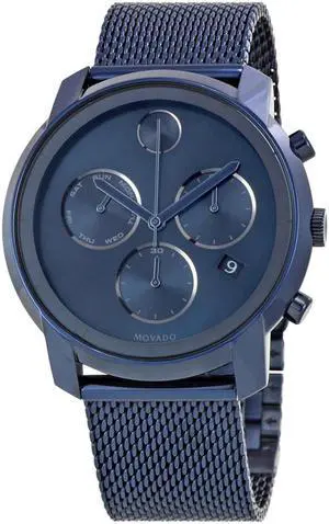 Movado Bold Sport Mens Silver Dial Mesh Bracelet Swiss Quartz Watch 3600768