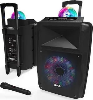 Pyle Portable 700W Outside Wireless Speaker DJ Karaoke Machine w/Fun LED Lights
