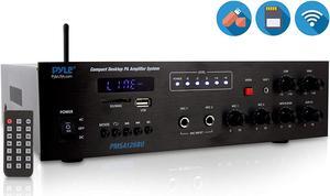 Bluetooth Public Address Amplifier - Compact PA Speaker & Microphone Receiver System with 70V/100V Output, MP3/USB/SD Readers, FM Radio (500 Watt)