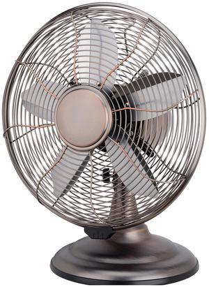 Optimus F-6212 Powerful 3 Speed 12" Portable Retro Oscillating Table Fan, Bronze