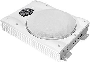Lanzar AQTB8 1000 Watt Slim Waterproof Amplified Marine Subwoofer System, White