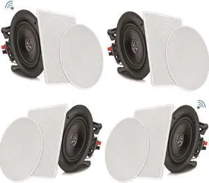 Pyle Audio 8 Inch 2 Way 250W Flush Mount Bluetooth Ceiling Wall Speakers, 4 Pack