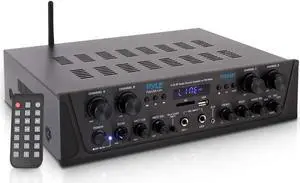 Pyle PTA44BT Bluetooth Home Audio 500 Watt 4 Channel Amplifier Stereo Receiver