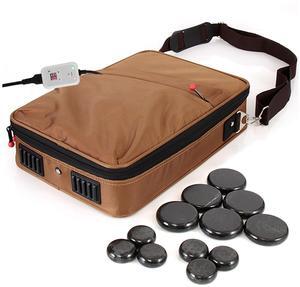 SereneLife Portable Hot Stone Massage Warmer Set & Spa Kit with 12 Round Stones