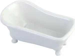 Kingston Brass BATUBW 7 Inch Mini Ceramic Clawfoot Tub Soap Dish Decor, White