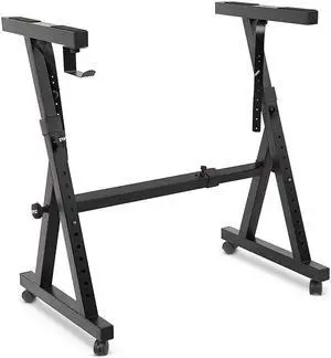 Pyle Adjustable Height Z Style Organ Keyboard Stand with Locking Wheels, Black