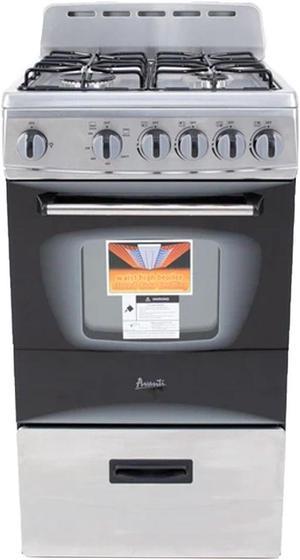Avanti 20 Inch 2.1 Cubic Ft Natural Gas Kitchen Oven with 4 Burner Range, Black