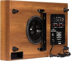 Theater Solutions SUB8SM Home Theater Powered 8" Slim Subwoofer Down Firing or Wall Mount Mahogany Sub
