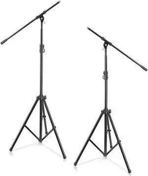 Pyle Adjustable Boom Extending Universal Microphone Stable Tripod Stand, 2 Pack