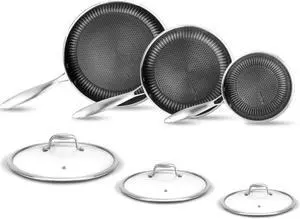 NutriChef Nonstick Tri Ply Stainless Steel Kitchen Cookware Pan Set, 6 Pieces