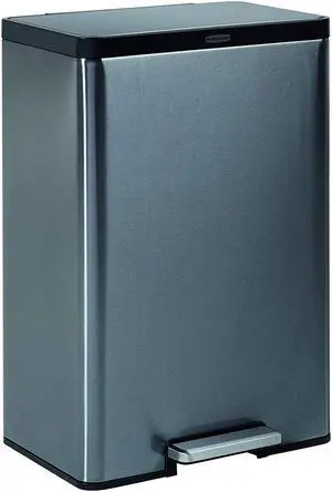 Rubbermaid 12 Gallon Stainless Steel Step Garbage/Trash Can, Charcoal