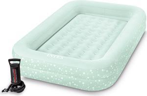 Intex Kids Travel Air Mattress Inflatable Bed with Raised Sides and Hand Pump