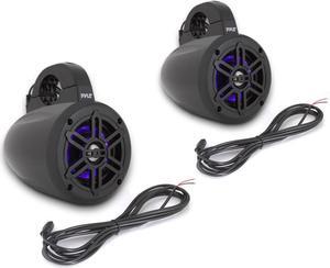 Pyle PLMRLEWB47BB Waterproof 4 Inch 300 Watt Bluetooth Speakers w/ LED (2 Pack)
