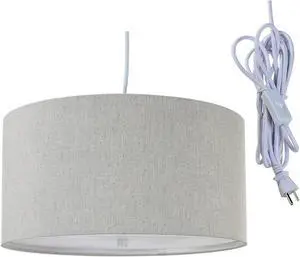 Home Concept 2 Light 14" Swag Hanging Drum Pendant w/ Diffuser, Textured Oatmeal