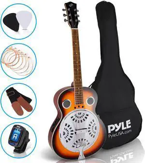 Pyle Full Scale Resophonic 6 String Resonator Acoustic Guitar with Accessory Kit