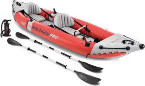 Intex Excursion Pro Inflatable 2 Person Vinyl Kayak with 2 Oars and Pump, Red