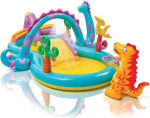 Intex Kids Inflatable Dinoland Play Center Slide Pool And Games