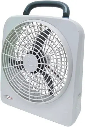 RoadPro Dual Power 12 Volt Plug In Car and RV 10 Inch 2 Speed Portable Fan, Gray