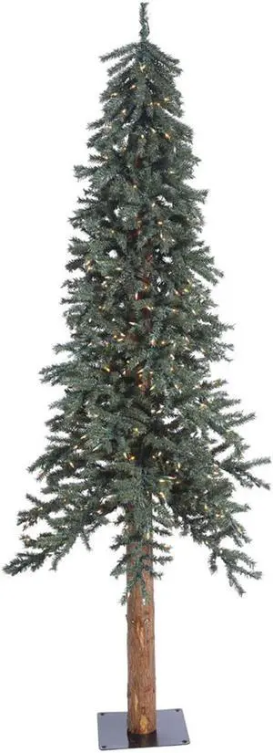 Vickerman 7 Foot Natural Bark Alpine Artificial Christmas Tree with LED Lights