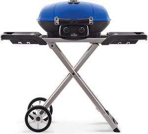 Napoleon TravelQ 285X Portable Propane Gas Grill w/ Scissor Cart & Griddle, Blue