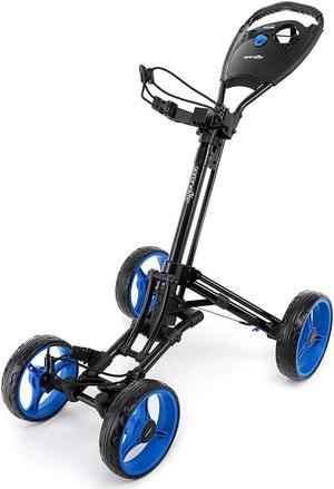 SereneLife SLGZ48 4 Wheel Folding Walking Golf Bag Push Cart with Cup Holder