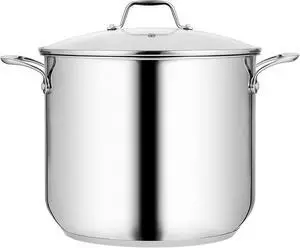 NutriChef Heavy Duty 19 Quart Stainless Steel Soup Stock Pot with Handles & Lid