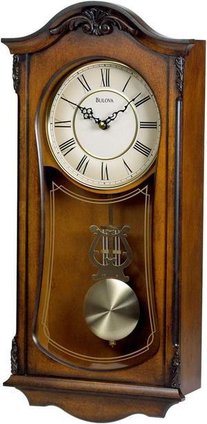 Bulova Clocks C3542 Cranbrook Wall Mount Analog Wooden Chiming Clock, Brown