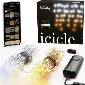 Twinkly Icicle App-Controlled Smart LED Christmas Lights 190 AWW Amber/White