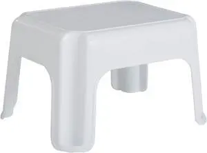 Rubbermaid Durable Roughneck Plastic Family Sturdy Small Step Stool, White
