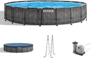 Intex Greywood Prism Frame 18'x48" Round Above Ground Outdoor Swimming Pool Set