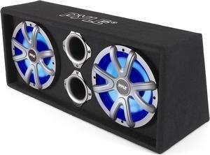 Pyle 10 Inch 1100 Watt Slim Mount Truck Audio Dual Bass Subwoofer Box System