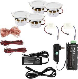 Pyle Pro 4-Inch Bluetooth Ceiling or Wall Speaker Kit with 4 Frames & LED Light (4 Pack)
