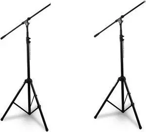 Pyle Heavy Duty Tripod Boom Microphone Height Adjustable Mic Stand (2 Pack)
