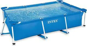 Intex 8.5ft x 26in Rectangular Frame Above Ground Backyard Swimming Pool, Blue