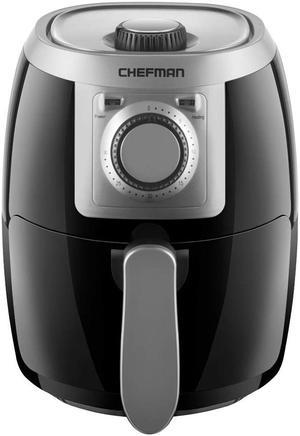 chefman turbofry 2 liter air personal compact healthy fryer w/adjustable temperature control, 30 minute timer and dishwasher safe basket black