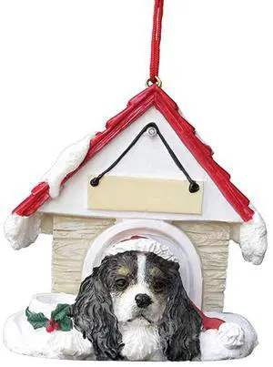 Cavalier King Charles Spaniel, Tricolor Doghouse Christmas Ornament Cavalier King Charles Spaniel, Tricolor Doghouse Christmas Ornament
