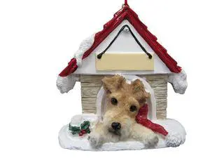 Wire Fox Terrier Doghouse Ornament Hand Painted Easily Personalized Wire Fox Terrier Doghouse Ornament Hand Painted Easily Personalized