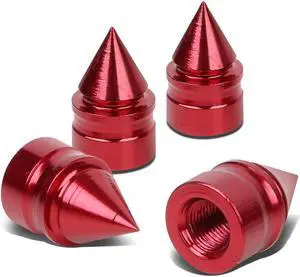 DNA Motoring VCAP-RT-011-RD Impaler Spike Style Polished Aluinum Red Tire Vavle Stem Caps (Pack of 4)