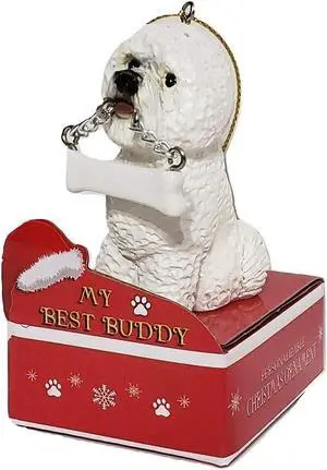 E&S Pets My Best Buddy Bichon with Bone Christmas Ornament E&S Pets My Best Buddy Bichon with Bone Christmas Ornament