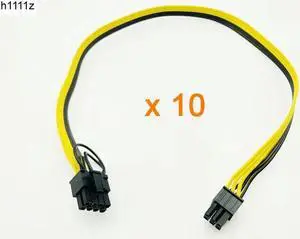 10PCS 50CM Riser Cable 6Pin to 8Pin (6+2) Power Cable Conversion Board Graphics Card Power Supply 18AWG Splitter for BTC Mining