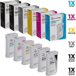LD Products Remanufactured Ink Cartridge Replacement for HP 727XL High Yield (Matte Black, Photo Black, Cyan, Magenta, Yellow, Gray, 6-Pack) Compatible w T1500 T2500 T2530ps T920 T930 T930 T1530 LD Products Remanufactured Ink Cartridge Replacement for HP 727XL High Yield (Matte Black, Photo Black, Cyan, Magenta, Yellow, Gray, 6-Pack) Compatible w T1500 T2500 T2530ps T920 T930 T930 T1530