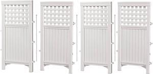 Suncast 4 Panel Screen Enclosure Freestanding Steel Resin Reversible Panel Outdoor Screen TRE, White