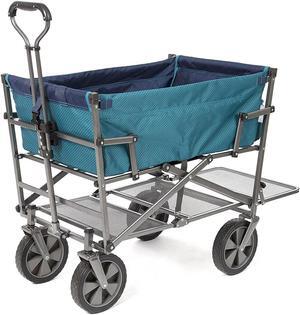Mac Sports Double Decker Collapsible Outdoor Cart Utility Garden Wagon, Teal