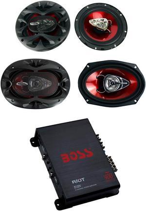 2) Boss CH6530 6.5" 300W + 2) CH6920 6x9" 350W 2-Way Speakers + R1004 400W Amp