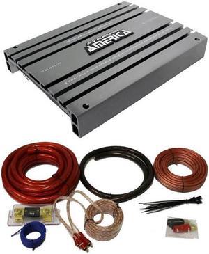 NEW PYRAMID PB3818 5000 Watt 2-Channel Car Audio Amplifier + 1/0 Gauge Amp Kit
