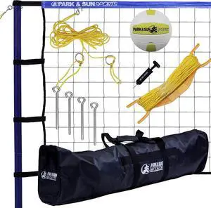 Park & Sun Spiker Sport Steel Blue Outdoor Volleyball Net Set w/ Bag |